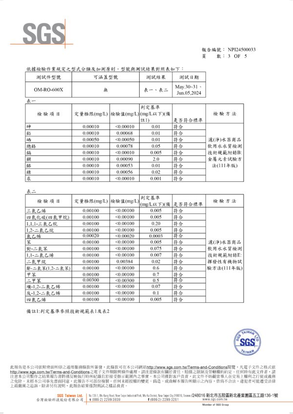 報告第 3 頁：檢測結果